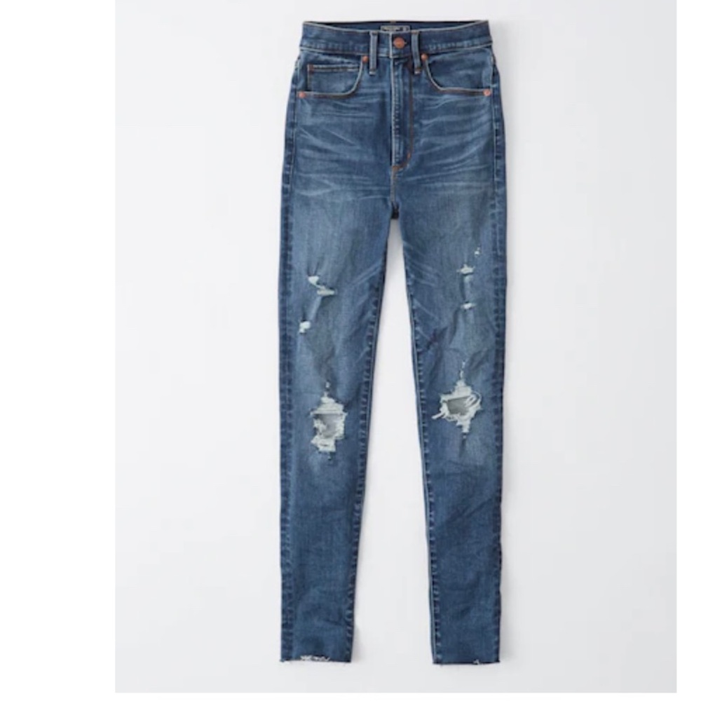 Ultra High Rise Super Skinny Jeans, Distressed, Size 30